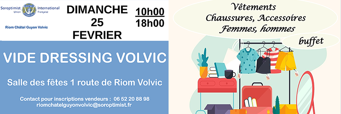 Vide dressing du club Soroptimist Riom Châtel-Guyon Volvic dimanche 25 février