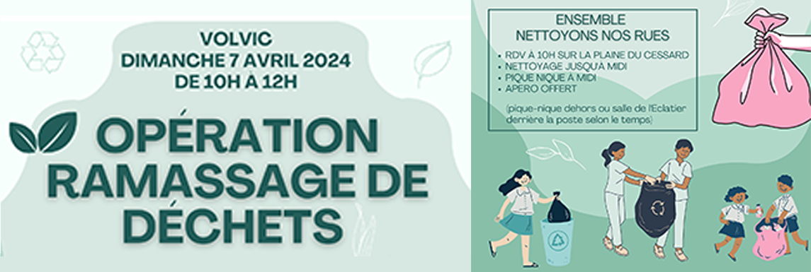 Opération ramassage de déchets par la FCPE Volvic dimanche 7 avril à 10h