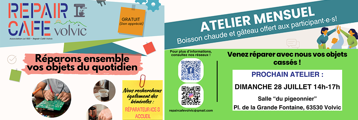 Repair Café Volvic : nouvel après-midi réparation d’objets du quotidien