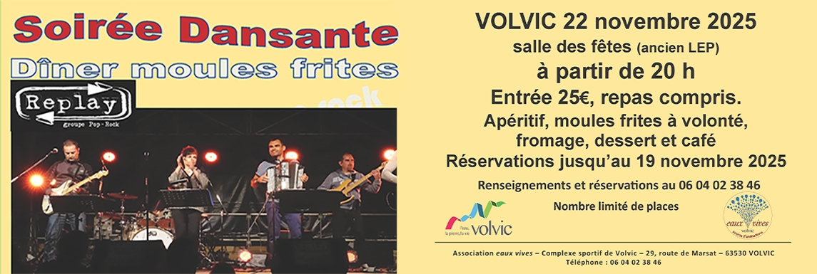 Soirée dansante/dîner Eaux Vives 2025