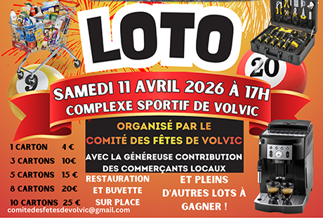 Loto du Comité des fêtes de Volvic 2026